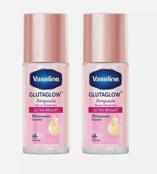 2pcs Vaseline Roll-On Serum Gluta-Glow Ampoule Deodorant Ultra Bright 45ml