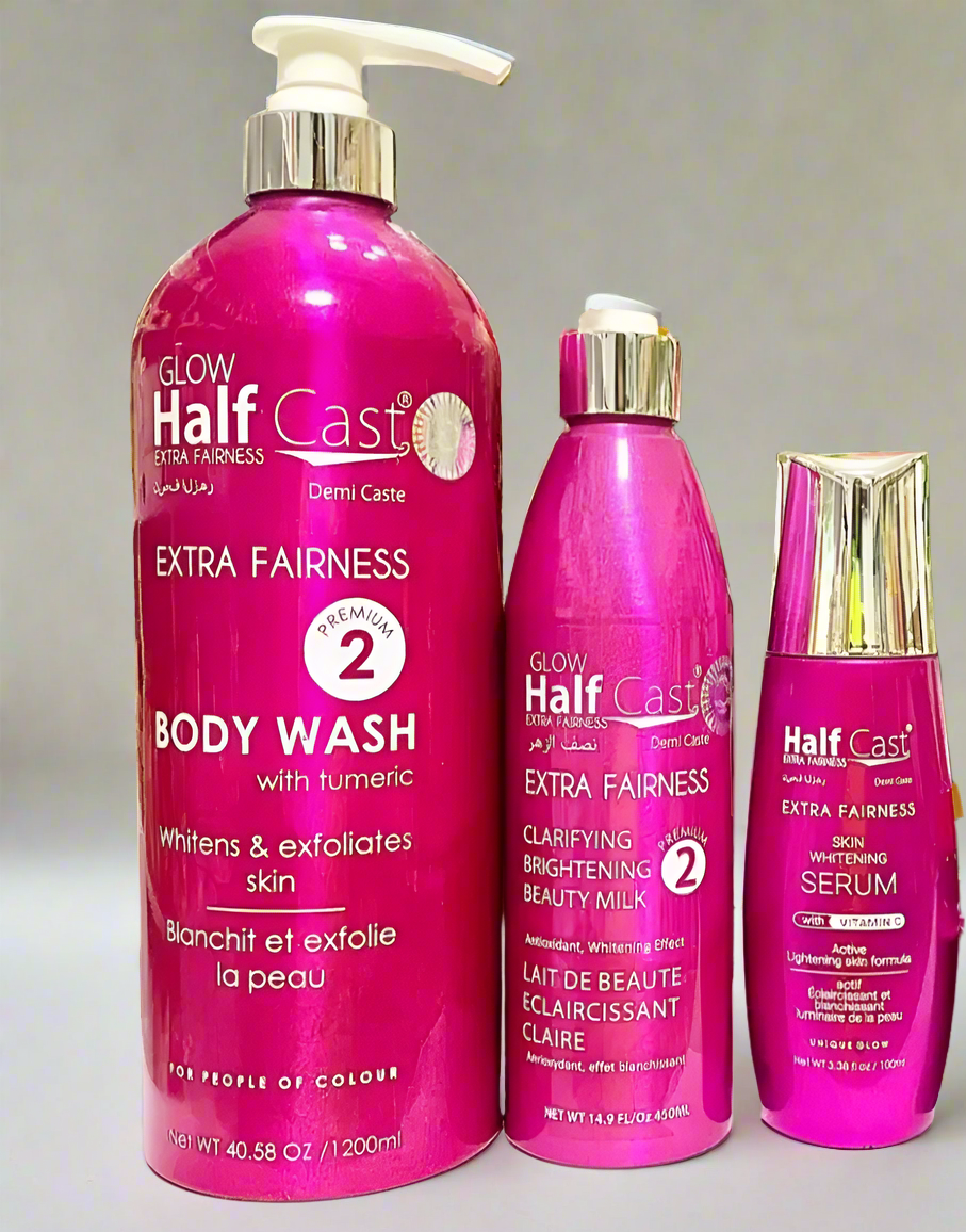 Glow Half Caste Extra Fairness ( Body Lotion + Serum + Shower gel)
