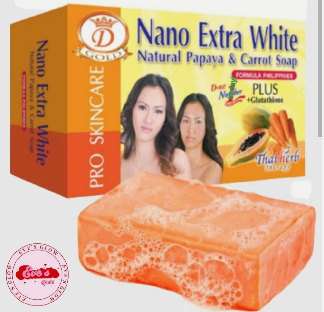×3 Nano Extra White Natural Papaya Soap (three pieces)