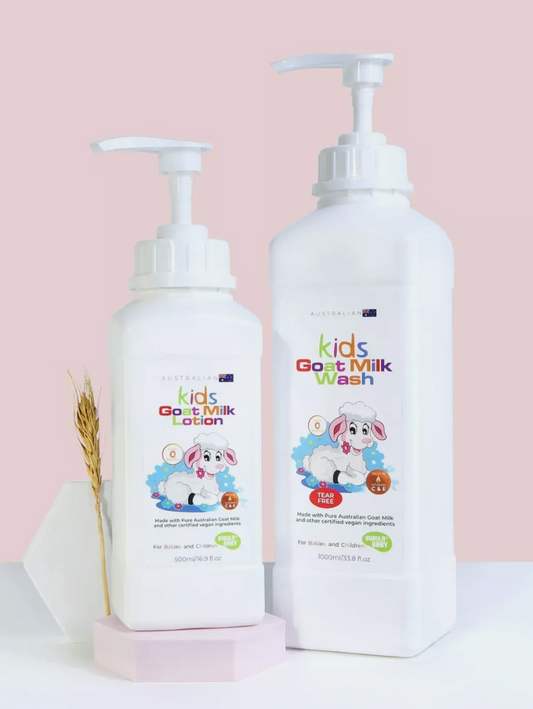Bubula Baby Australian Kids Goat Milk Lotion 500ml + Body Wash 1000ml + Calendula Body Oil 220ml