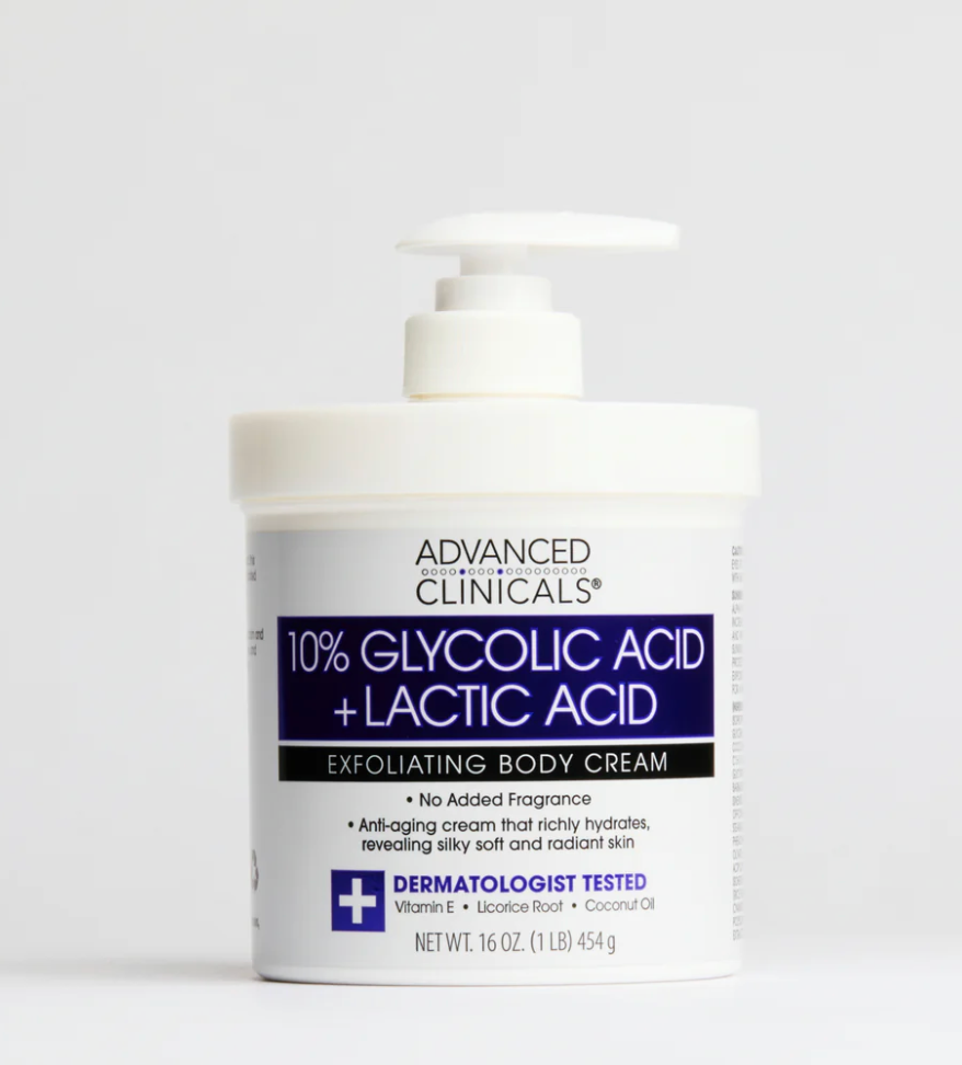 Advanced Clinicals 10% Glycolic + Lactic Acid Body Cream