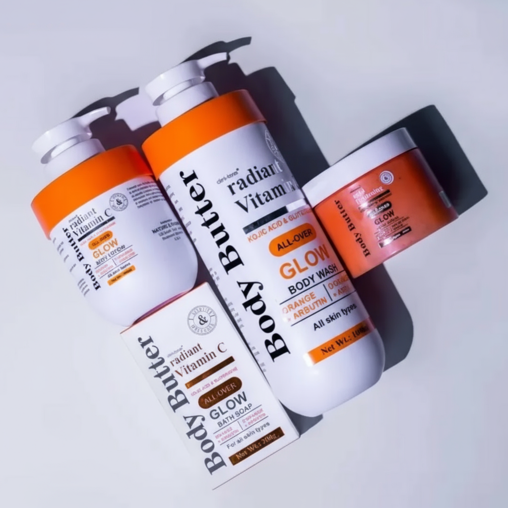 Clinitone Radiant Vitamin C Glow Set (1000ml Wash + 400ml Lotion + 200g Soap + 300g Bath Scrub)