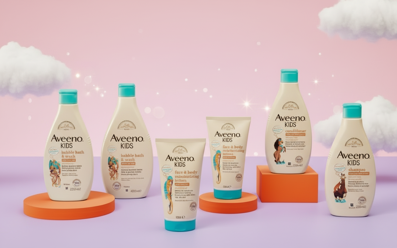 AVEENO Kids Bubble Bath & Wash 250ml + Face and Body Moisturising Lotion 150ml