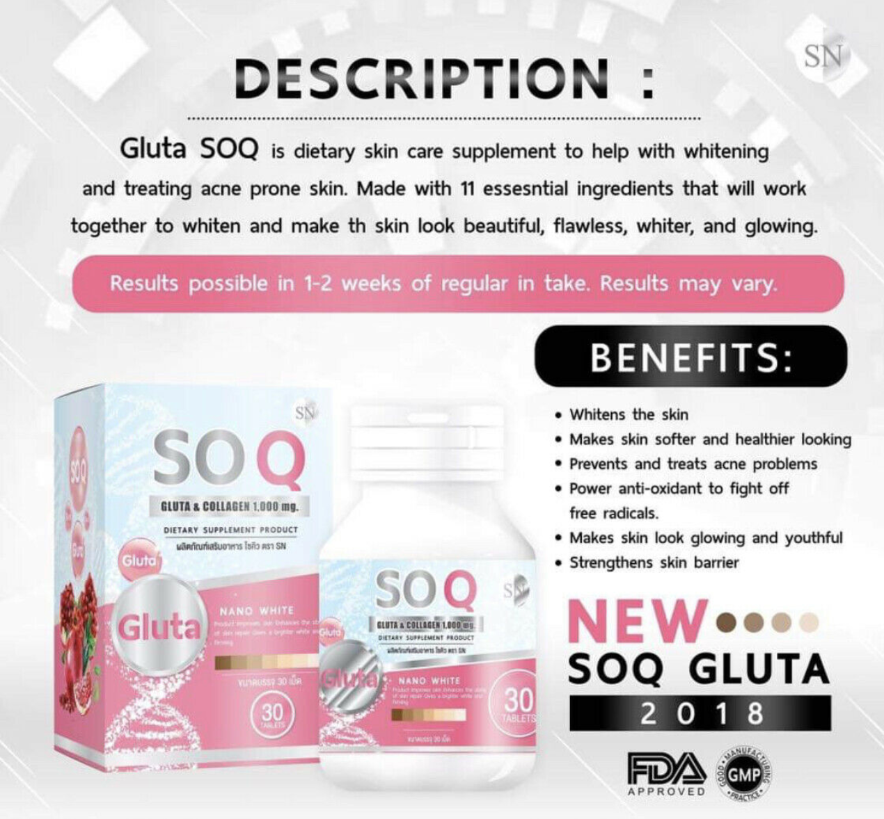 SOQ Gluta & Collagen 1000mg