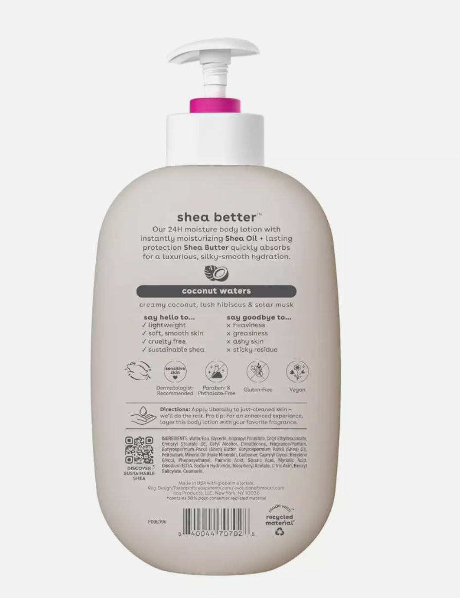 EOS Shea Butter Body Lotion 24hr Moisture Coconut Waters 473ml
