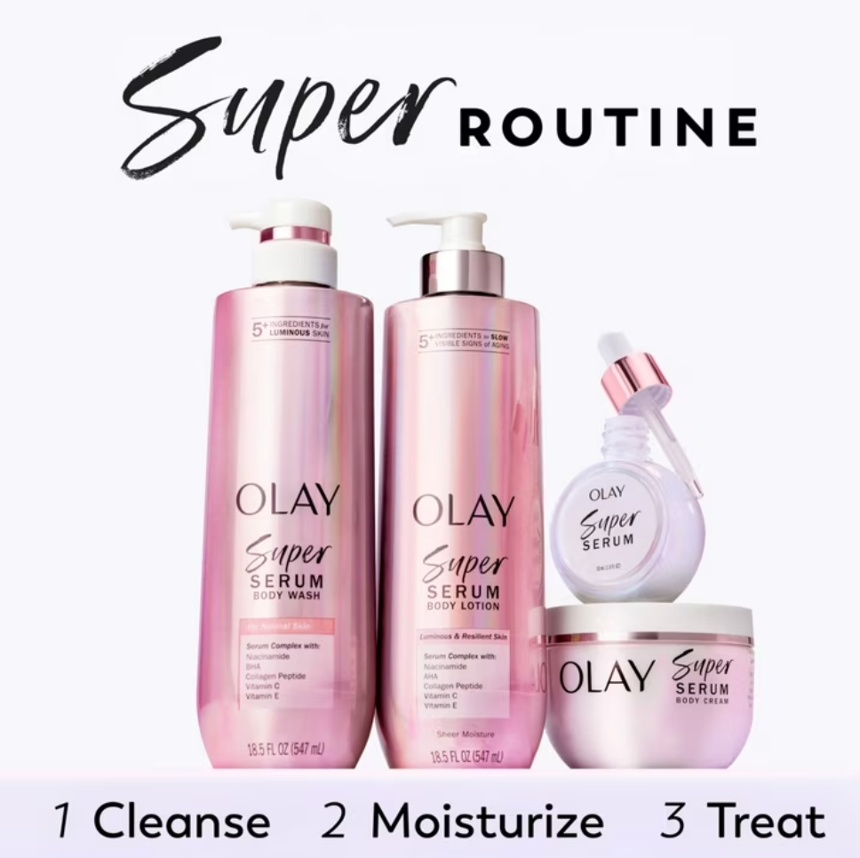 Olay Super Serum Body Cream, 10 fl oz, Rich Moisturizing Cream for Dry Skin with Super Serum Complex to Slow Visible Signs of Aging