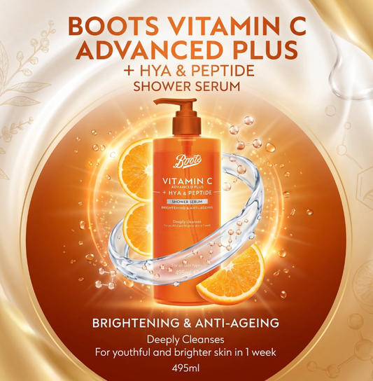 Boots Vitamin C Advanced Plus Hya & Peptide Shower Serum 495 Ml-THAILAND VERSION