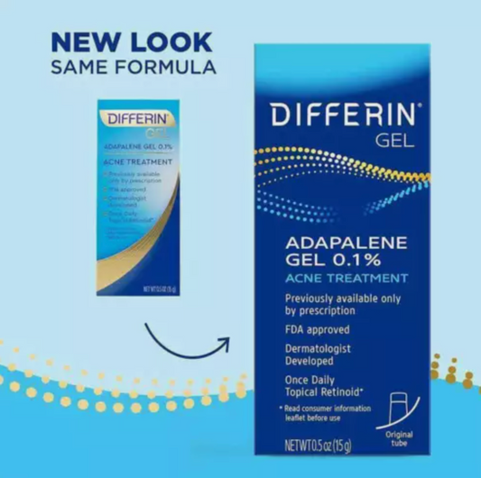 Differin, Adapalene Gel 0.1 % Acne Treatment, Fragrance Free, 0.5 oz (15 g)