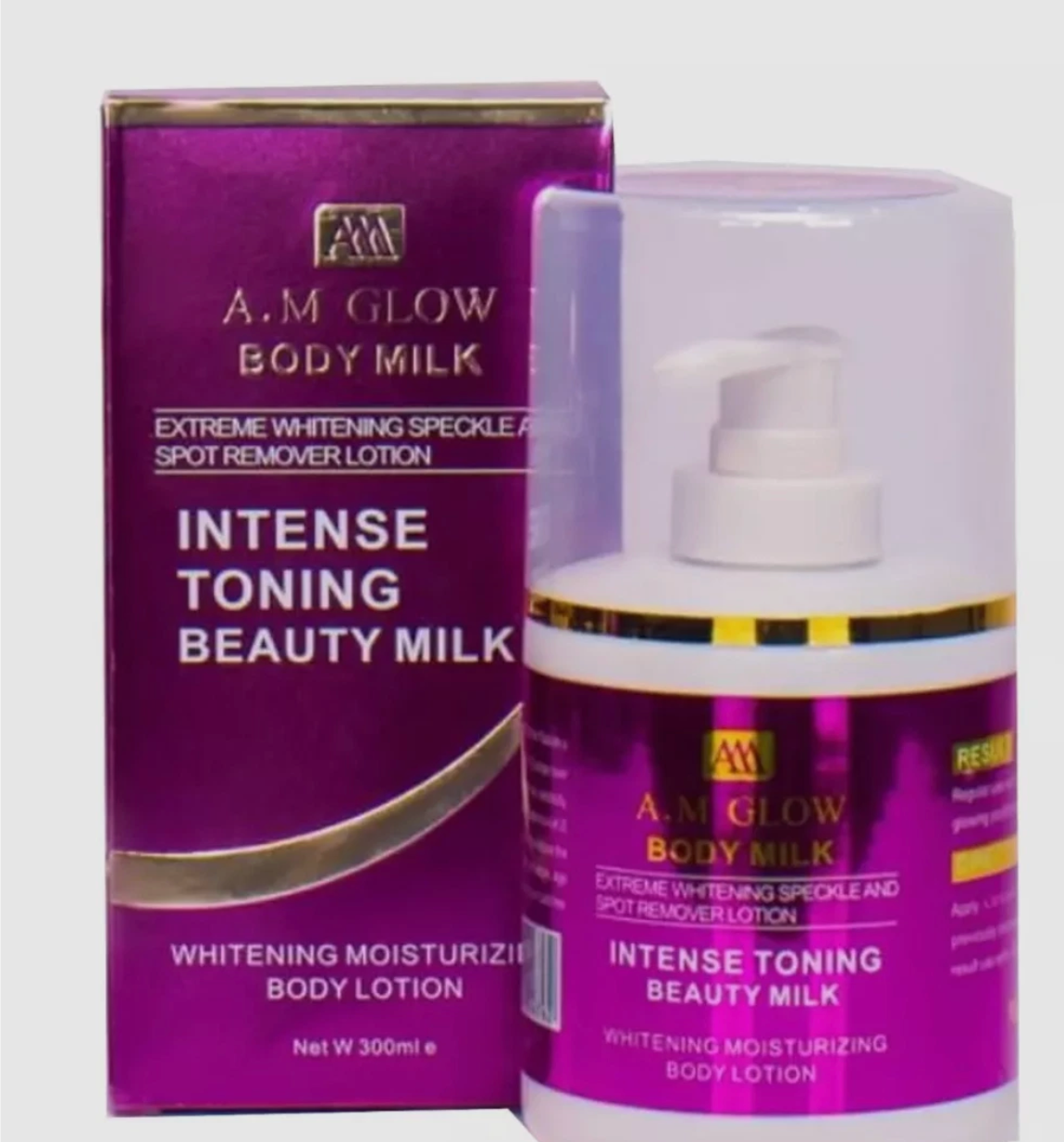 A.M GLOW INTENSE TONING BEAUTY MILK MOISTURISING LOTION 300ML sglow101 (410)