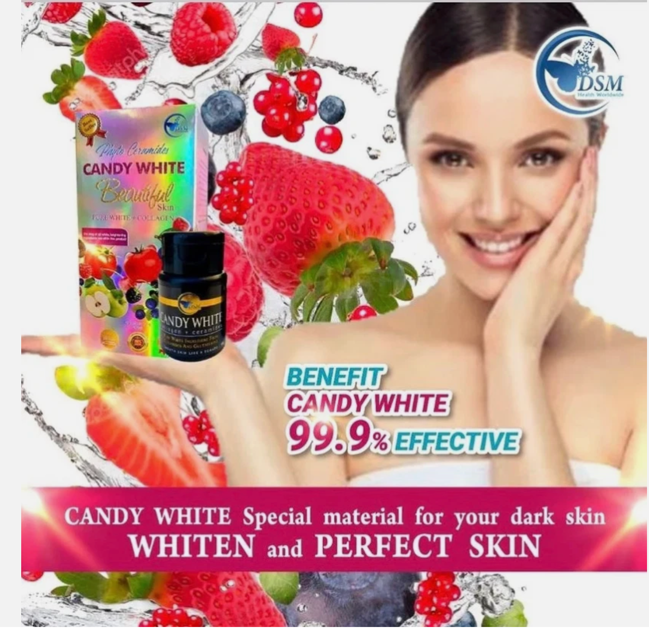 CANDY WHITE Phyto Ceramides Pure White + Collagen Supplement (30 Sachets)