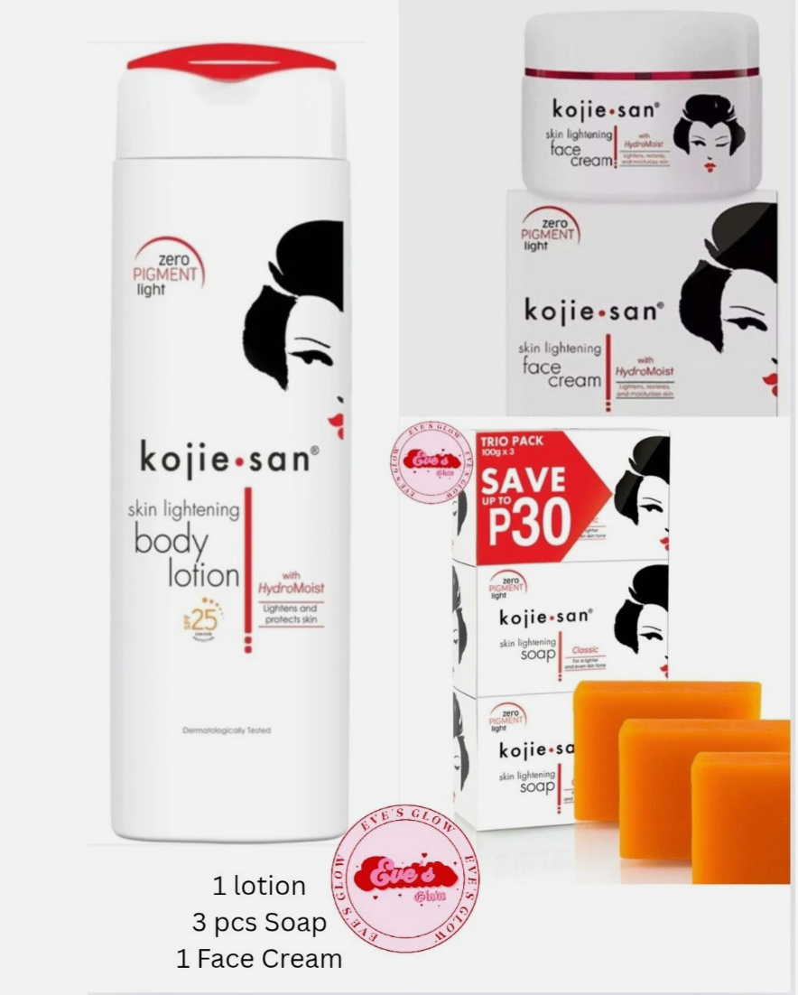 Kojie San Skin Lightening Set – Soap, Lotion & Face Cream