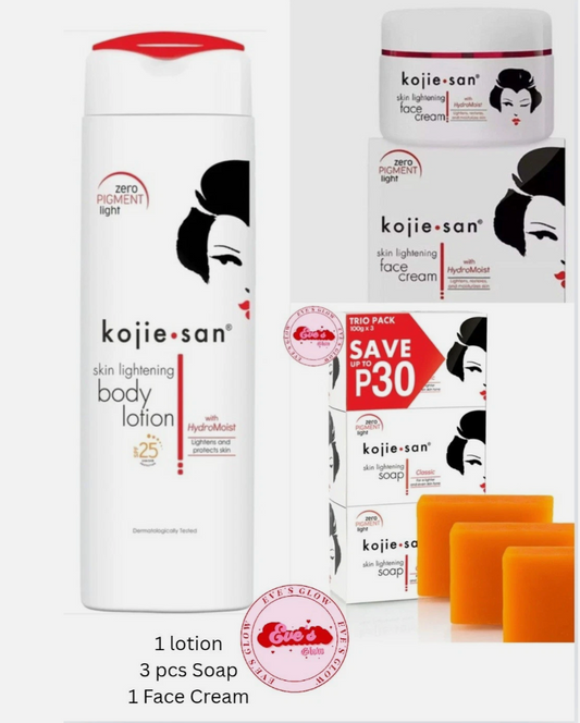 Kojie San Skin Lightening Set – Soap, Lotion & Face Cream