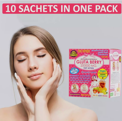 Gluta Berry 200000mg Drink Skin Whitening Anti-Aging Acne Wrinkles Scar Reducing