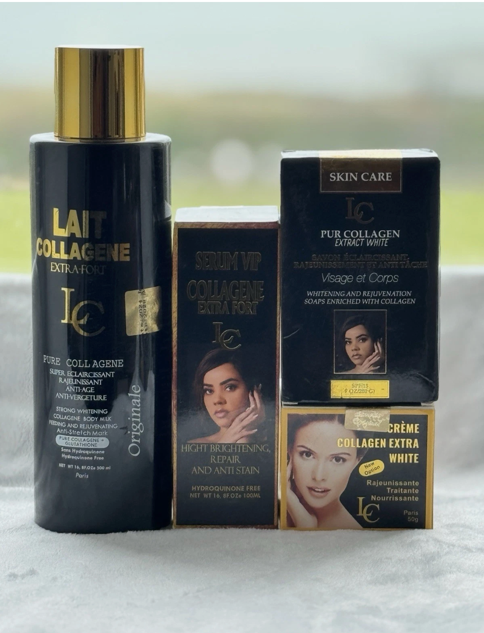 Lait Collagen Extra-fort Whitening Lotion + Face Cream + Serum + Soap - 4pcs Set