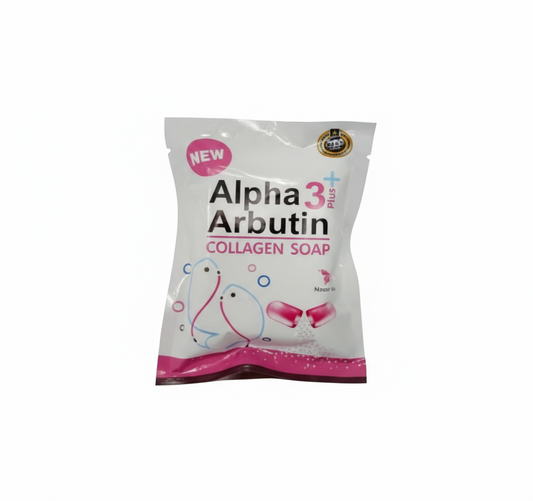 Alpha 3 Plus Arbutin Collagen Whitening Soap Bars Soap Reduce Acne Scars 80g.