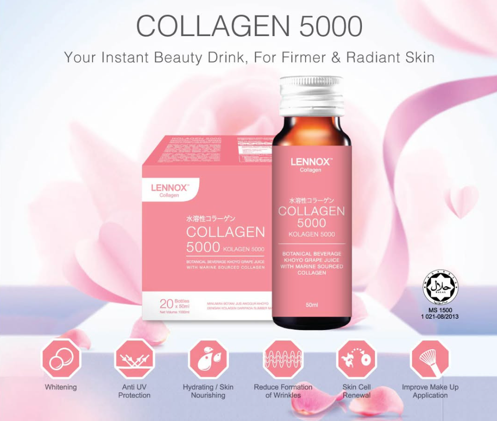 Lennox Collagen 5000 Botanical Beverage 20’s x 50ml – For Youthful, Radiant Skin