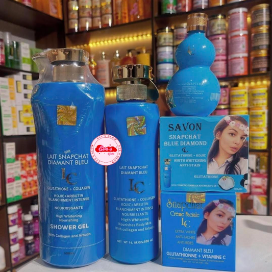 Lait Snapchat Diamant Bleu Body Milk Lotion + Face Cream + Oil + Soap+ Body Wash