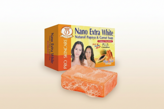 Nano Extra White Natural Papaya Soap-Whitening and Glowing-Thailand Import