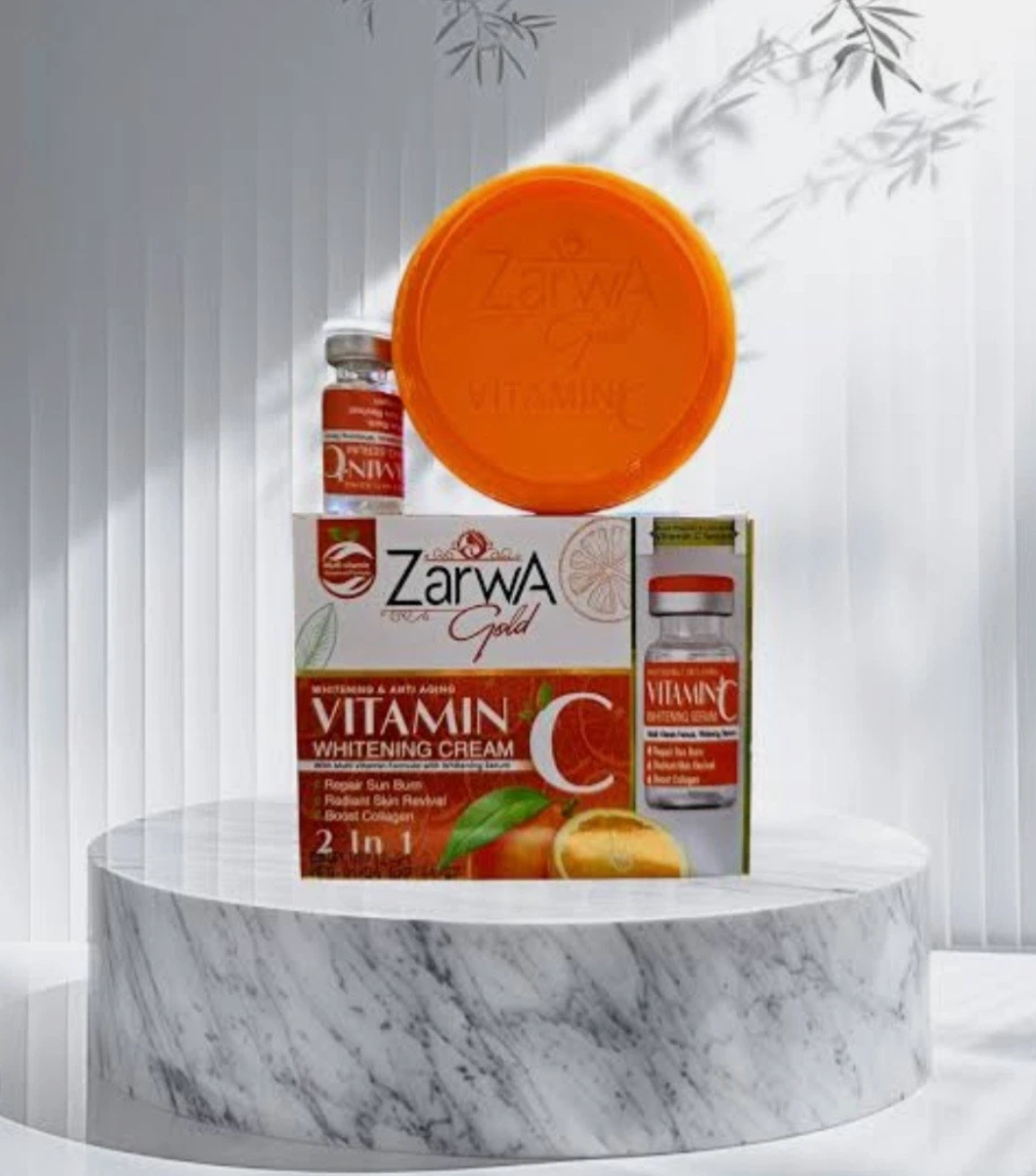 Zarwa Gold Vitamin C Whitening 2in1 face cream comes with serum