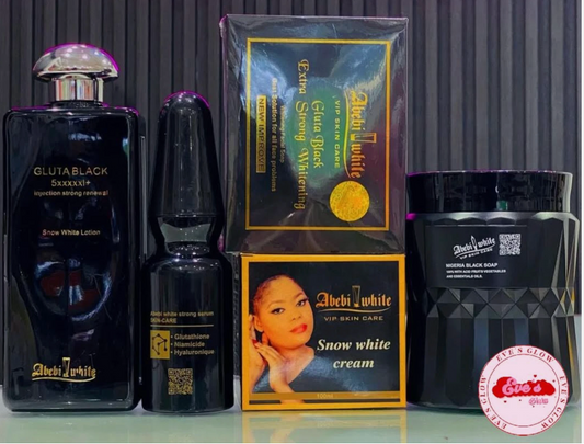 Abebi White Gluta Black-Face cream+ lotion + serum + face soap + body soap