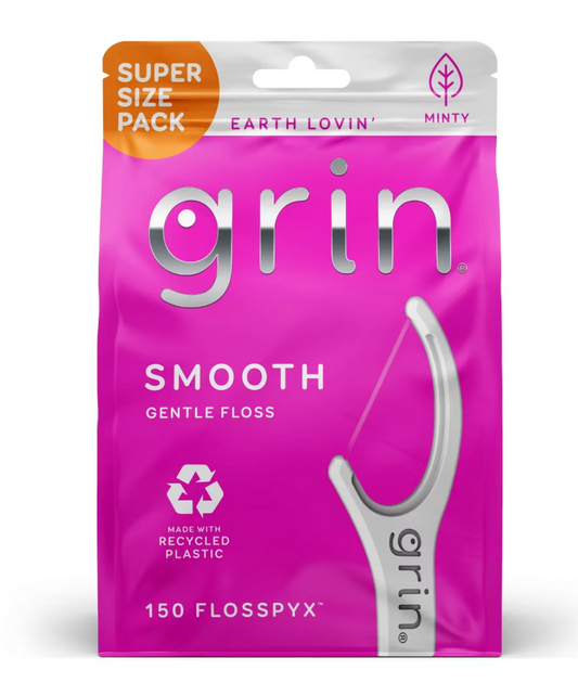 Grin Oral Care Smooth Floss Picks - 150 days use-USA IMPORT-JUMBO SIZE