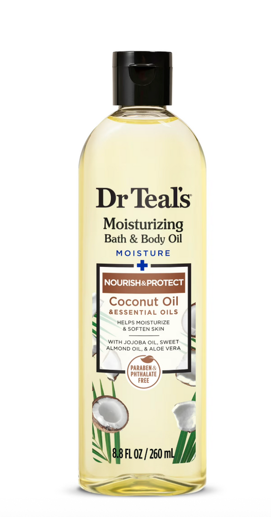 Dr Teal's Moisturizing Bath & Body Oil, Nourish & Protect with Coconut Oil