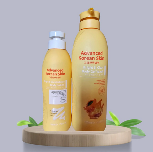 Advanced Korean Skin Bright & Dewy Radiance Body Lotion-500ml + Body Gel Wash-1200ml