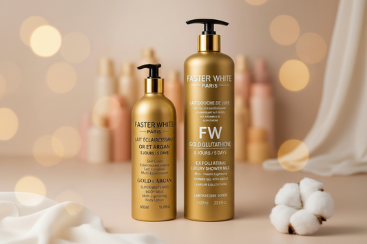 FASTER WHITE GOLD ARGAN SUPER WHITE BODY MILK AND SHOWER GEL