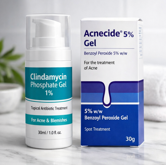 Prescription Acne Treatment System – Clindamycin Phosphate + Benzoyl Peroxide 5% (Moderate to Severe Acne)