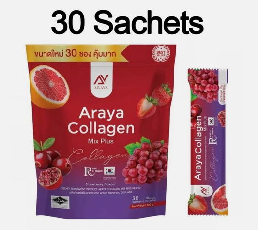 Araya Collagen Mix Plus 30 Day supply-Thailand Import- Strawberry Flavour