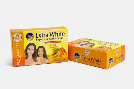 Nano Extra White Natural Papaya & Carrot Soap – Brightening & Clarifying Face and Body Bar