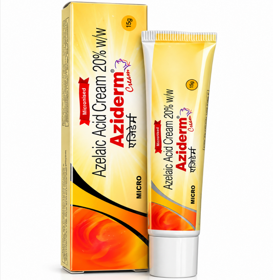Aziderm Azelaic Acid Cream 20%, 15g- for Acne, Rosacea and Hyperpigmentation.