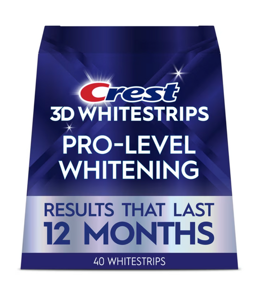 Crest 3DWhitestrips at Home Teeth Whitening, Pro-Level, 12 Levels Whiter, 20 Treatments, 40 Strips-COMING SOON