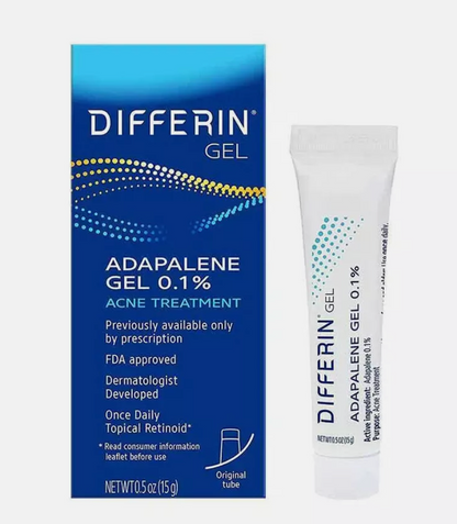 Differin, Adapalene Gel 0.1 % Acne Treatment, Fragrance Free, 0.5 oz (15 g)