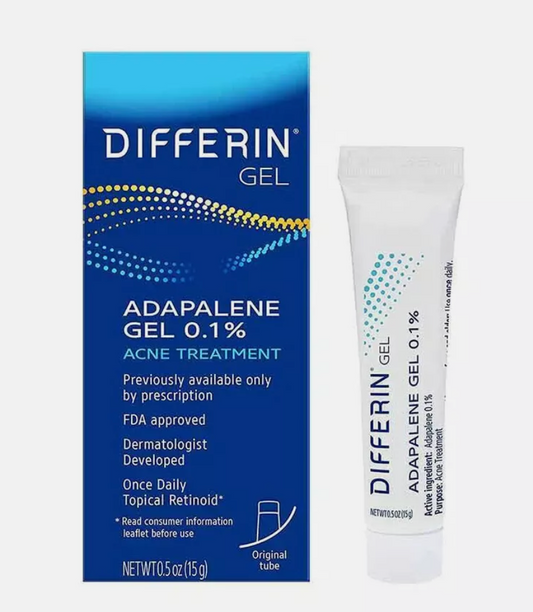 Differin, Adapalene Gel 0.1 % Acne Treatment, Fragrance Free, 0.5 oz (15 g)