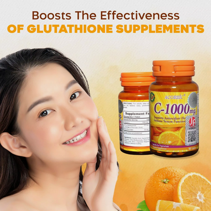 Acorbic C-1000 Vitamin C Tablets For Skin Brightening Natural Supplement 30tabs