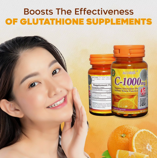 Acorbic C-1000 Vitamin C Tablets For Skin Brightening Natural Supplement 30tabs