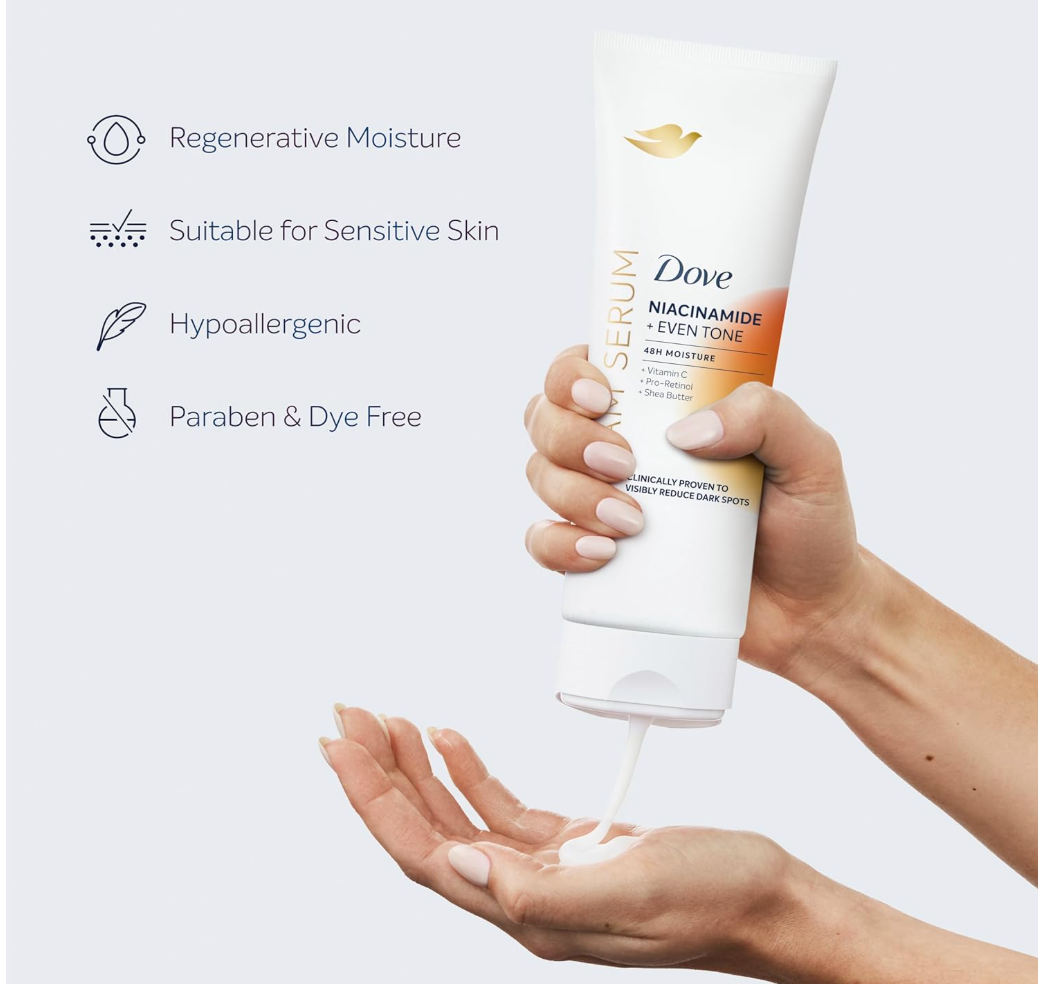 Dove Body Cream Serum 237ml + 2 Mango & Almond Soap Bars | Rare USA Import