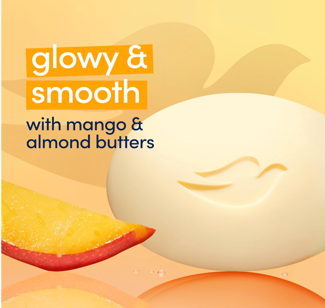 Dove Body Cream Serum 237ml + 2 Mango & Almond Soap Bars | Rare USA Import