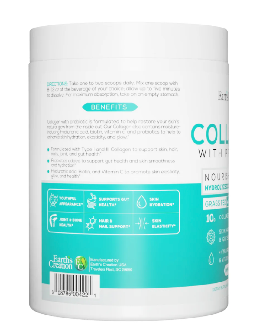 Earth's Creation-Hydrolyzed Collagen Peptides + Probiotics-USA IMPORT