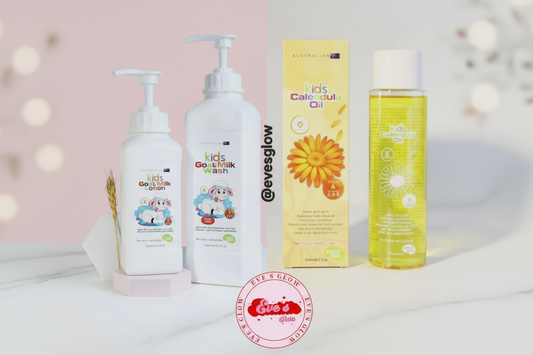 Bubula Baby Australian Kids Goat Milk Lotion 500ml + Body Wash 1000ml + Calendula Body Oil 220ml