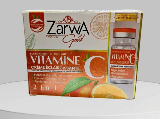 Zarwa Gold Vitamin C Whitening 2in1 face cream comes with serum