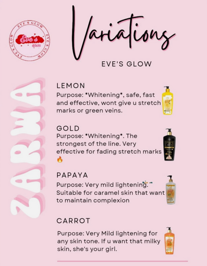 ZARWA LOTION 10x FAST WHITENING 400ml (Various Types)