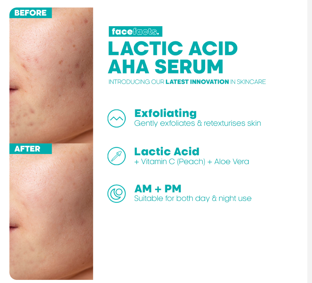 Face Facts Glow & Resurface Lactic Acid Serum – 30ml