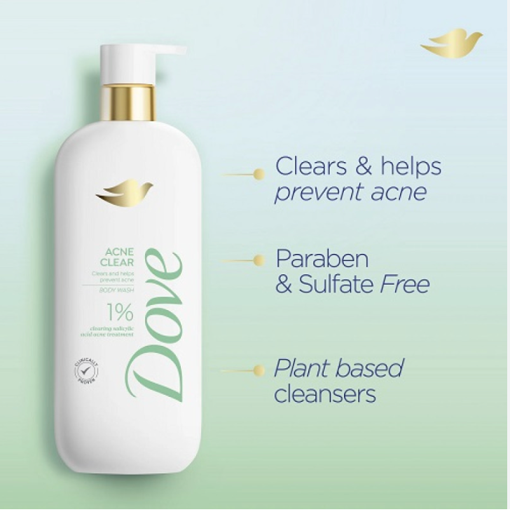 Dove Acne Clear Body Wash 547ml-USA IMPORT