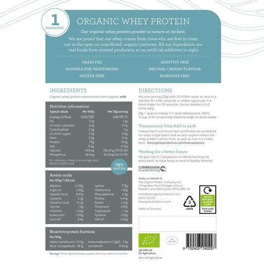 ORGANIC PROTEIN COMPANY-Organic Whey Protein Powder - Pure Unflavoured