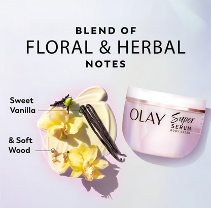 Olay Super Serum Body Cream, 10 fl oz, Rich Moisturizing Cream for Dry Skin with Super Serum Complex to Slow Visible Signs of Aging