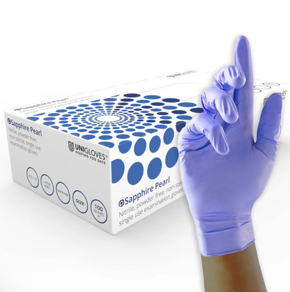 100pcs Unigloves Sapphire Pearl Nitrile Gloves