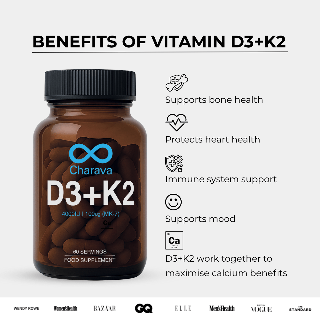 Charava Vitamin D3 (4000IU) + K2 (MK-7)